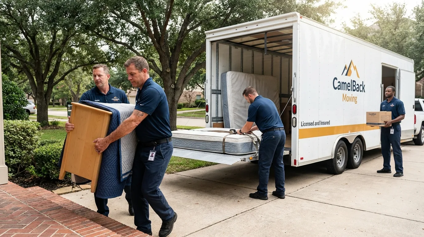 Crew loading residential truck for cross-state move from Salina, UT
