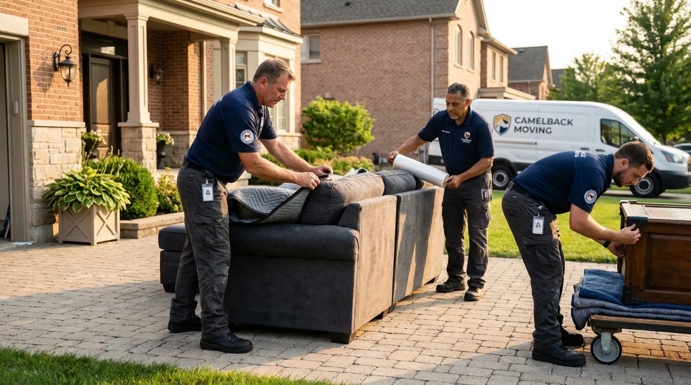 Large estate moving crew wrapping furniture in Salina, UT